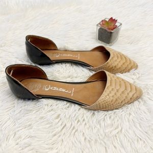 Jeffrey Campbell In Love D’Orsay Black Snake print  leather flat women Size 8